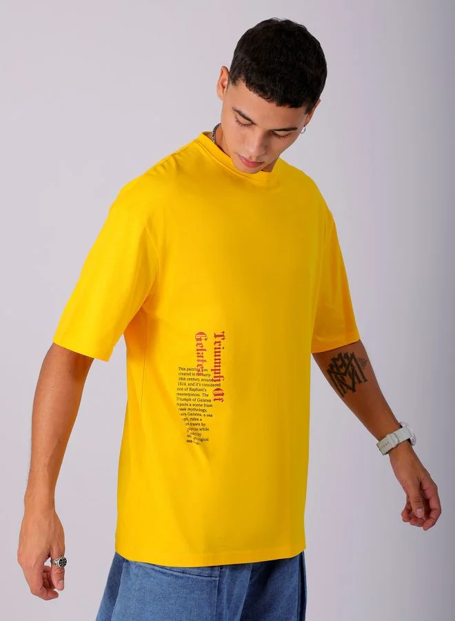 The Indian Garage Co Men's Casual Oversized Placement Print Crew Neck Short Sleeve T-Shirt