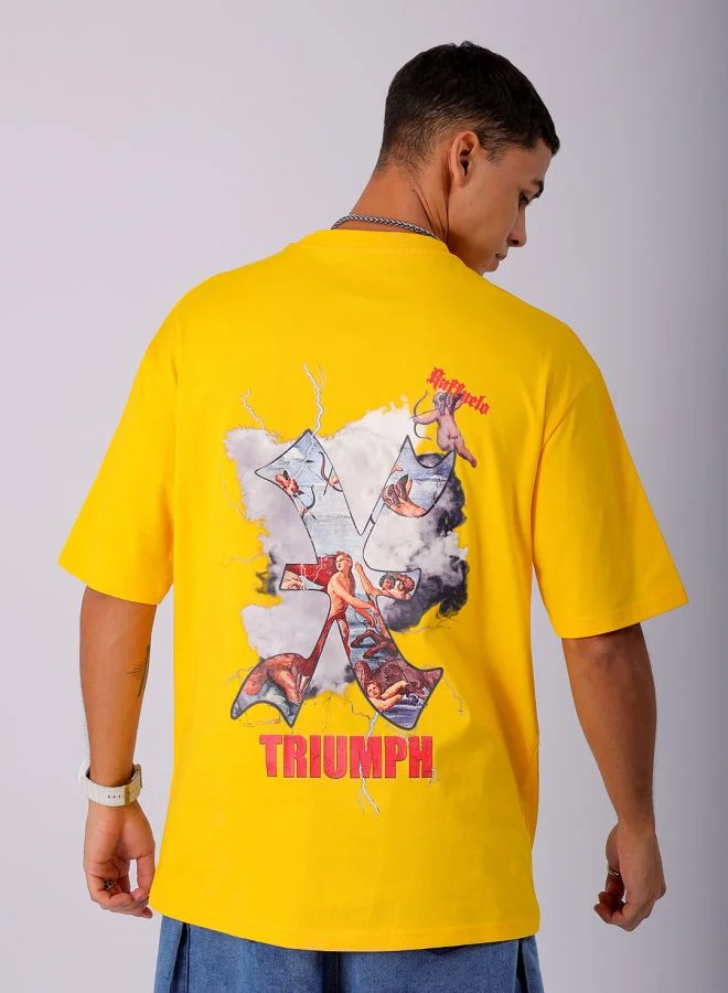 The Indian Garage Co Men's Casual Oversized Placement Print Crew Neck Short Sleeve T-Shirt