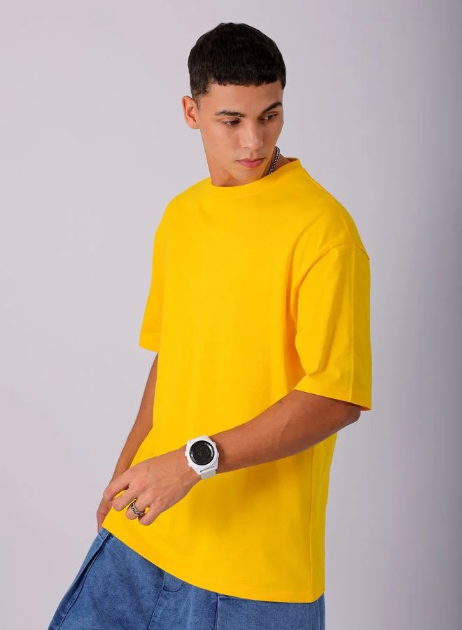 The Indian Garage Co Men's Casual Oversized Placement Print Crew Neck Short Sleeve T-Shirt