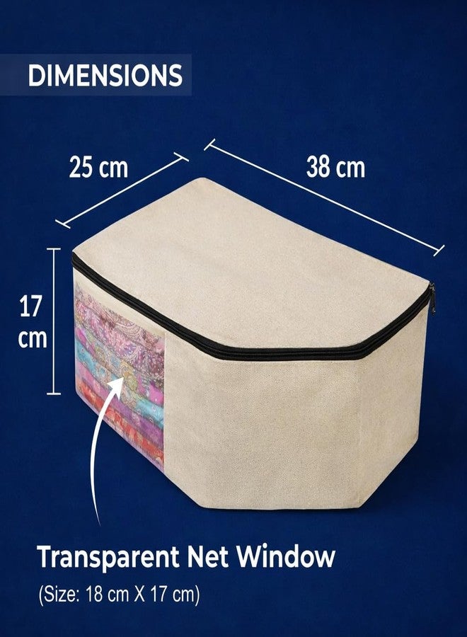 Kottify Cotton Canvas Blouse Cover Bags With Black Zipper|Wardrobe Organizer For Clothes|Washable Small Clothes Storage Bag|Durable Zipper & Transparent Window 38x25x17 cm |Pack of 3 - Image 2