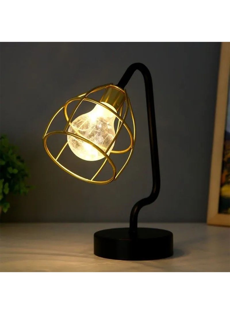 NAFEH Night light "Loft" LED from 3xAA batteries black and gold 25x20x10 cm - Image 2