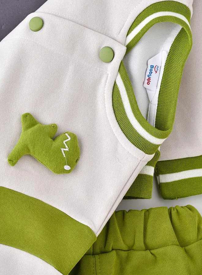 babyqlo Dino Bomber Jacket T-shirt and Pant 3 piece Set for Boys
