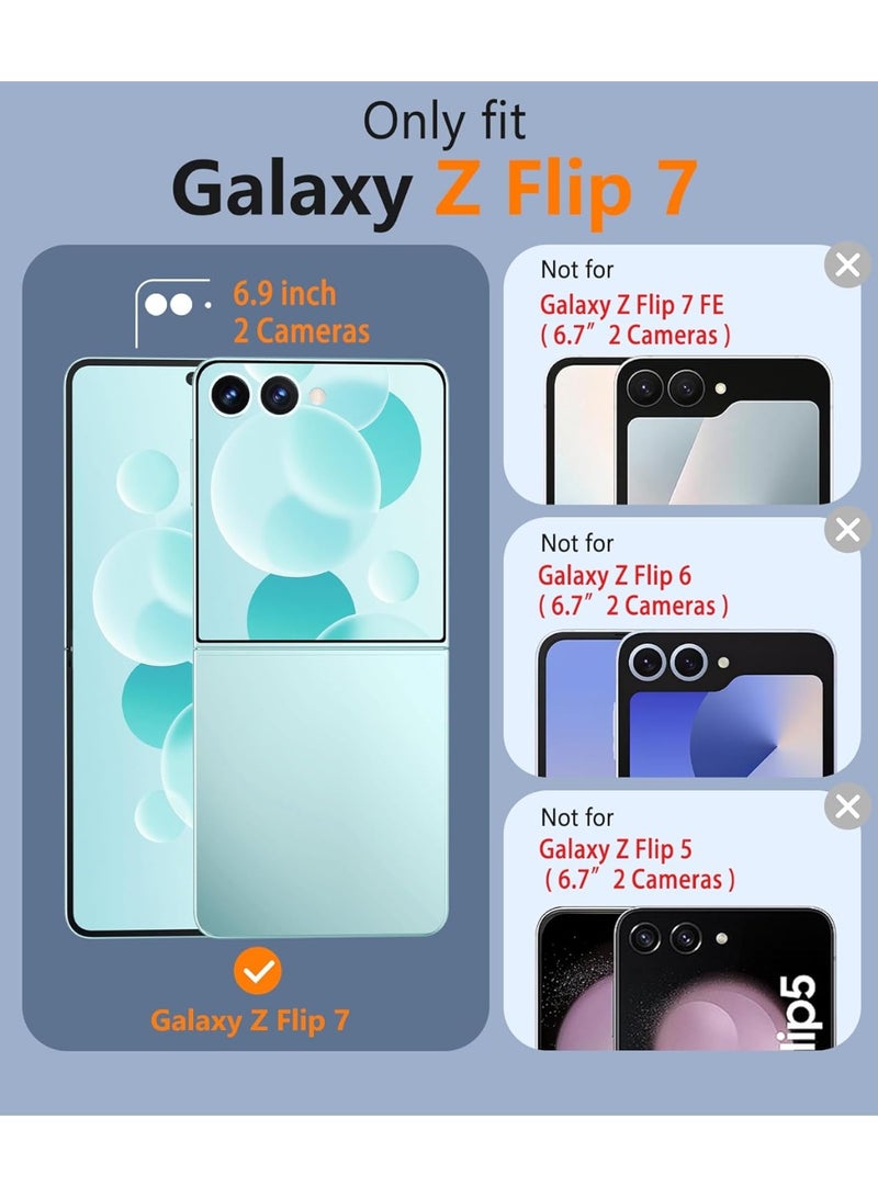 Magnetic for Samsung Galaxy Z Flip 7 Case, Come with HD Tempered Glass Screen Protector, Anti Yellowing, Hard PC Back Soft Edge Cover, Transparent - Image 2