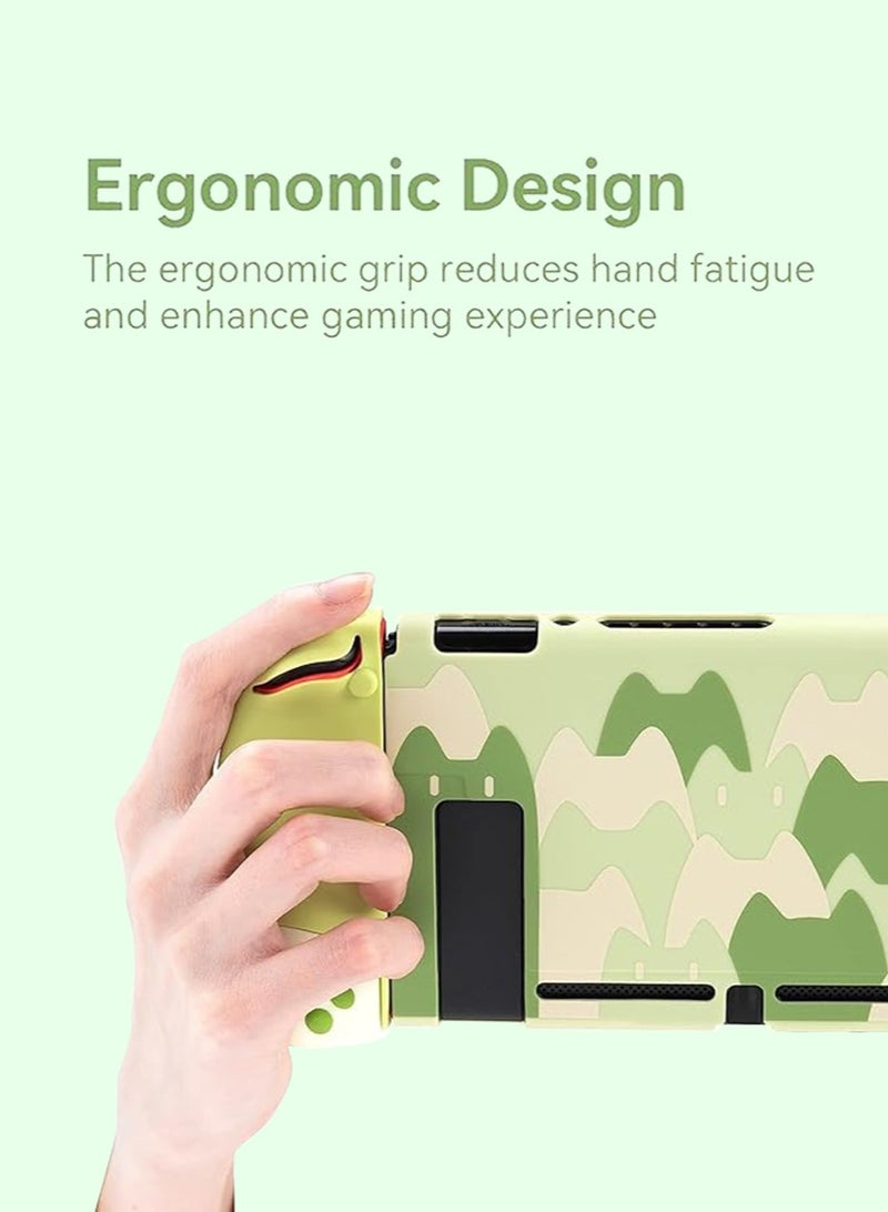 حافظة واقية من السيليكون الناعم متوافقة مع وحدة تحكم نينتندو سويتش وجوي كون - حافظة نحيفة ممتصة للصدمات ومضادة للخدش مع تصميم مريح للتبديل - أخضر - Image 3