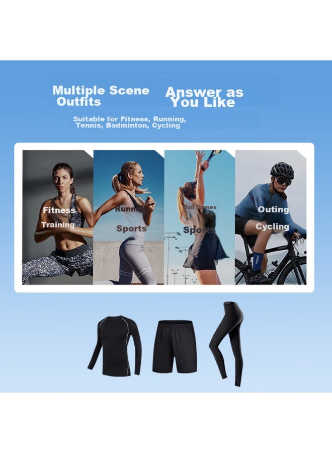 Fandimu Yoga Outfit For Women, Sports Set, Tight-fitting Top And Pants, Plus Size, Fitness Training Running Gear, Black, 3XL - Image 4