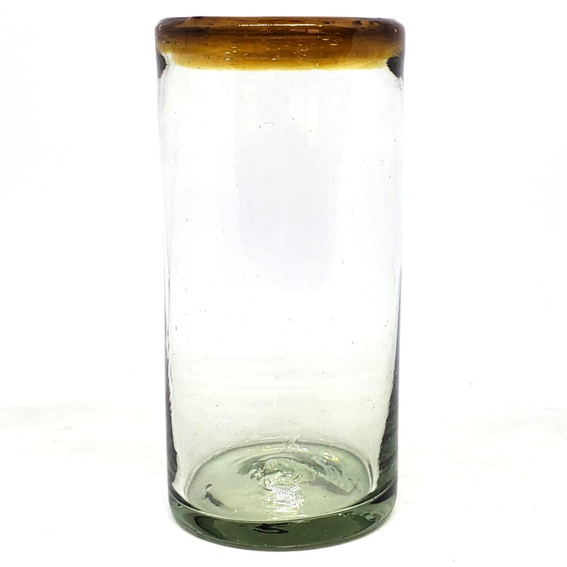 MexHandcraft Amber Rim 20 oz Tall Iced Tea Glasses (set of 6) Mexican Handmade Glassware, Recycled Glass, Lead-free, Toxin-Free (Tall Iced Tea) - Image 3