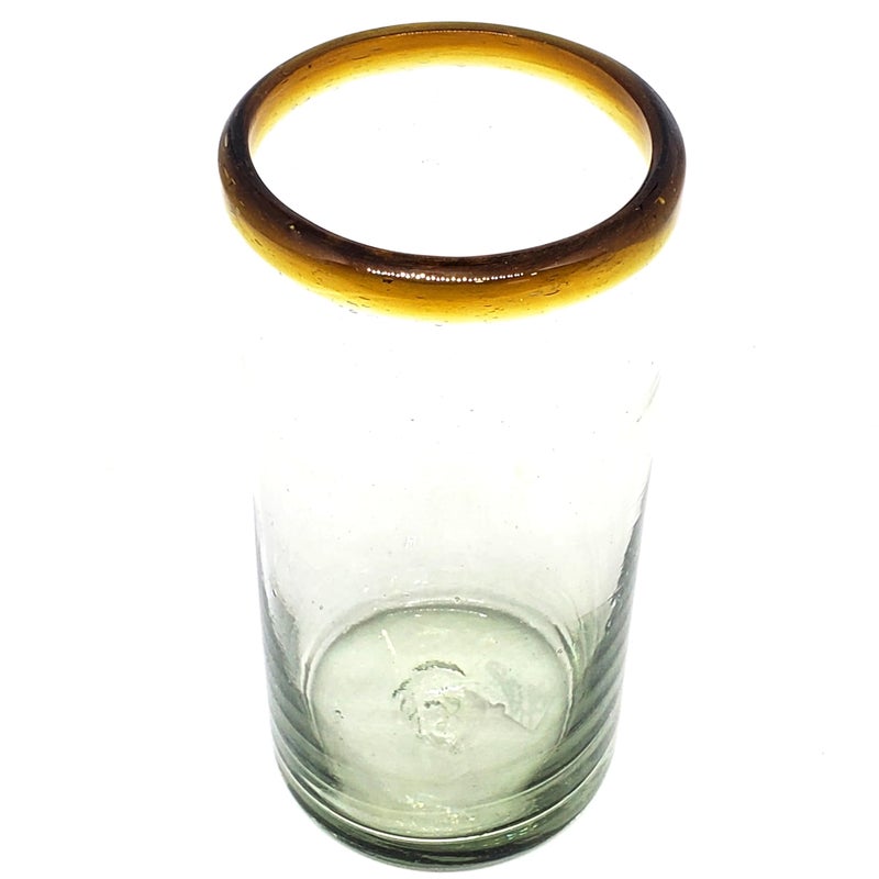 MexHandcraft Amber Rim 20 oz Tall Iced Tea Glasses (set of 6) Mexican Handmade Glassware, Recycled Glass, Lead-free, Toxin-Free (Tall Iced Tea) - Image 4