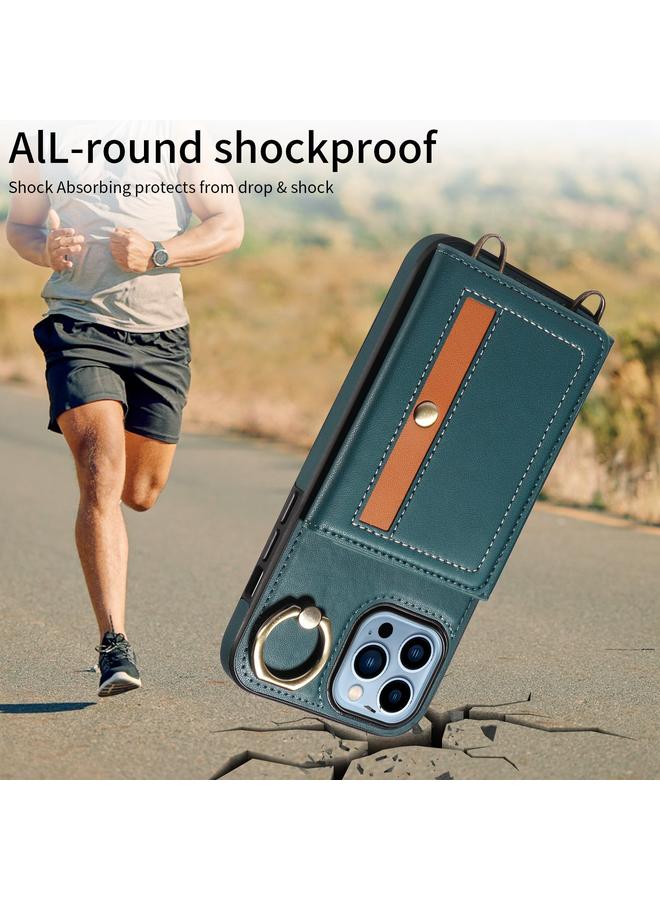 اس-توب حافظة جلدية لهاتف iPhone 13 Pro Max مع حامل بطاقات وحلقات وحقيبة كروس وحافظة هاتف - Image 4