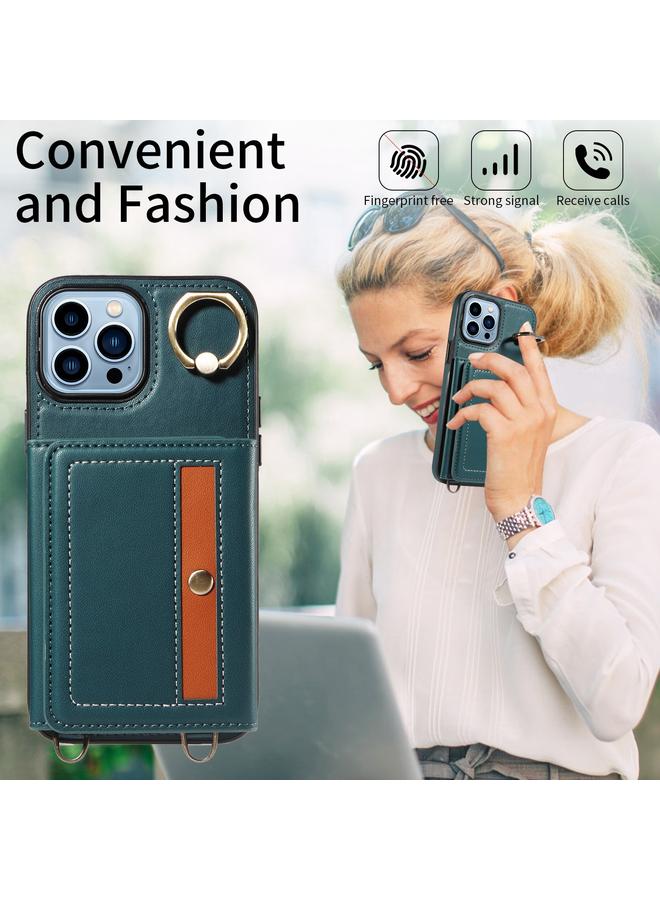 اس-توب حافظة جلدية لهاتف iPhone 13 Pro Max مع حامل بطاقات وحلقات وحقيبة كروس وحافظة هاتف - Image 3