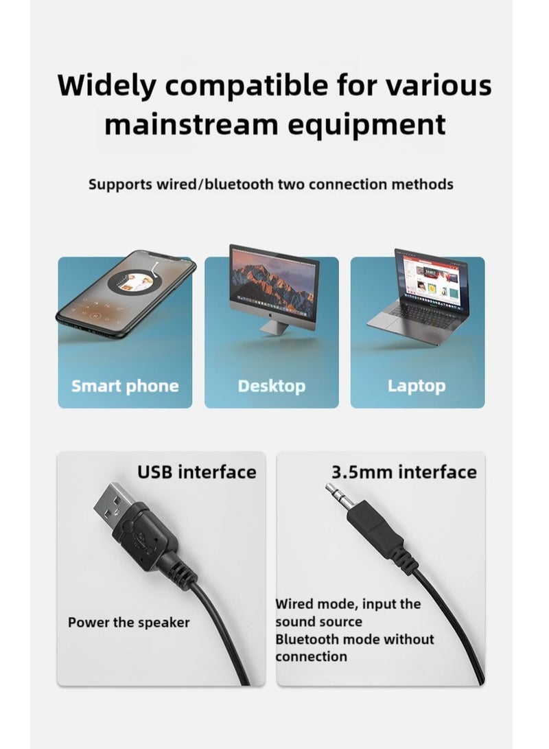 Computer Speaker Bluetooth Speaker, support both Bluetooth Connection and 3.5mm AUX Input, USB Powered Soundbar with Volume Knob