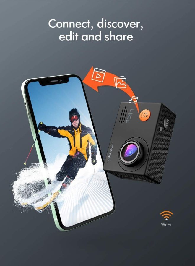 APEMAN A79 Action Camera 4K 20MP WiFi External Microphone 2.4G Remote Control Underwater Waterproof 40M Sports Vlog Webcam Camcorder with 2 Rechargeable Batteries and Accessories Kits - Image 2