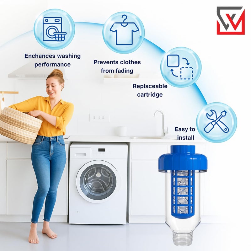 Winmax Hard Water Filter for Washing Machine – Limescale, Chlorine & Impurity Removal | Water Softener for Front & Top Load Washing Machines | Protects Drum & Clothes | Blue | 1 Pc - Image 3