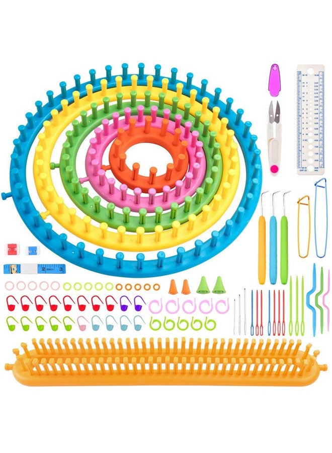 Vidillo Knitter Looms Set With Tool Marker Kit,6 Size Plastic Round Long Knitting Looms Set,Scraf Hat Maker Craft Knit Loom Tools Kit,Knitting Needle And Hook For Knitting Hat,Bags,Scarf Shawl Sweater Sock - Image 1