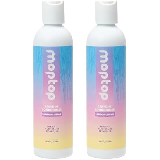 MopTop LEAVE IN CONDITIONER FOR CURLY HAIR Â€“ HAIR MOISTURIZER TO SOFTEN, MOISTURIZE & HYDRATE, ANTI FRIZZ FOR ALL TEXTURES & CURL TYPES, SULFATE & PARABEN FREE HAIR CONDITIONER (BAMBOO ESSENCE, 2PK) - Image 1