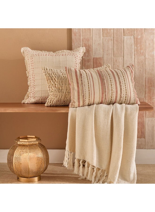 Home Box Warm Oasis Rustic Woven Check Filled Cushion 30 x 50 cm - Image 4