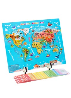 M MIAOYAN Wooden world map puzzle, continents and oceans puzzle for kids over 4 years old. Perfect educational toy for kids over 4 years old, jigsaw puzzle educational toys  - Image 2