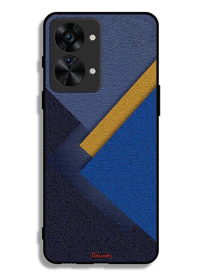 Tolwak OnePlus Nord 2T 5G Protective Case Cover Triangles Leather Shades Pattern - Image 2