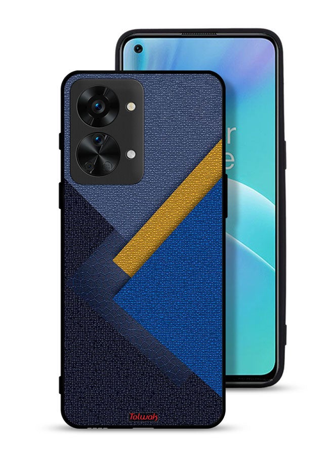 Tolwak OnePlus Nord 2T 5G Protective Case Cover Triangles Leather Shades Pattern - Image 1