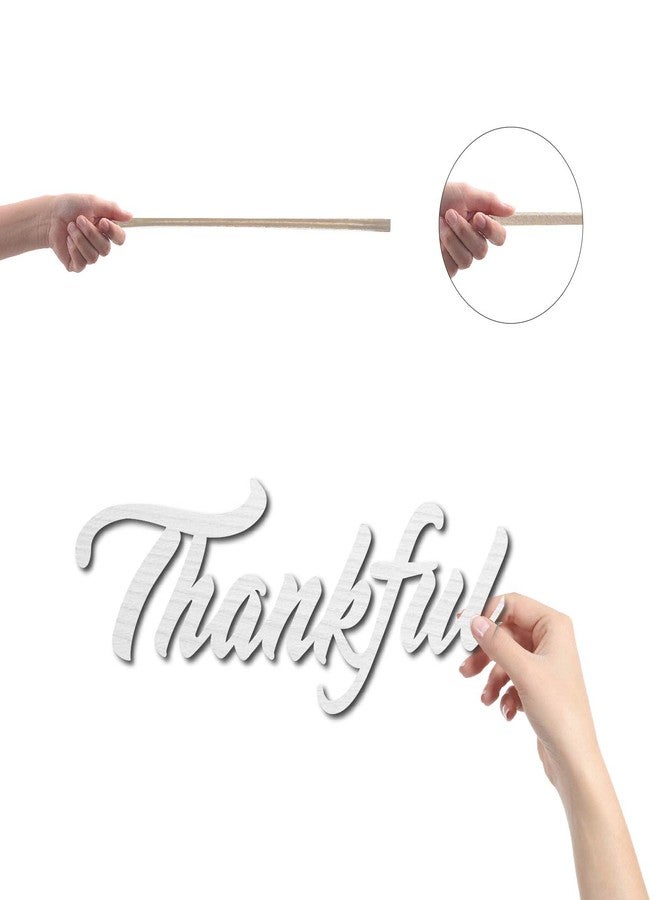 لوحة خشبية من CREATCABIN تحمل عبارة "ممتن" لتزيين الجدران، مصنوعة من الخشب، مقطوعة بالليزر، حروف غير مكتملة، كلمات، ديكور منزلي يمكنك صنعه بنفسك، مناسبة للمنزل، الشقة، المطبخ، الباب الأمامي، الحفلات، ديكور الشرفة، مقاس 11.81 × 4.72 بوصة (أبيض). - Image 3