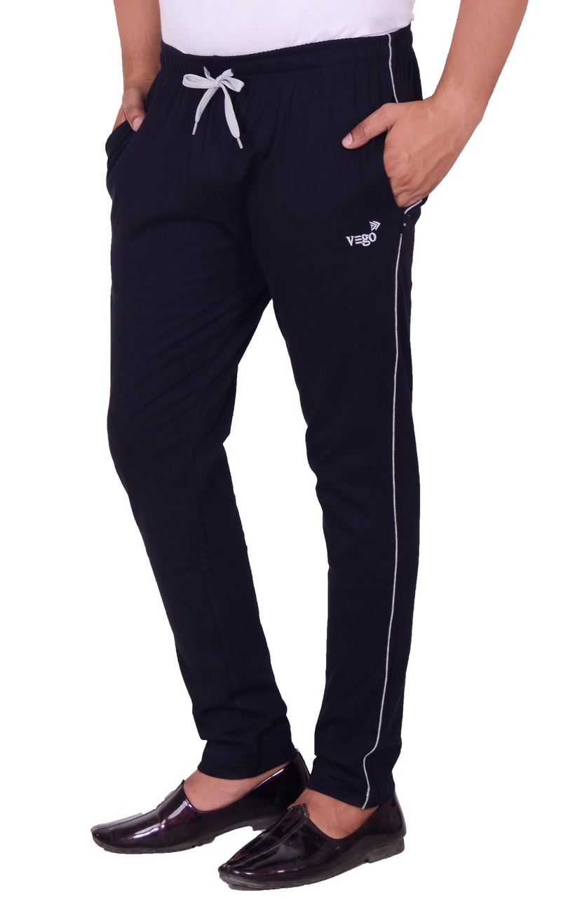 VEGO Men's Regular Fit Cotton High Rise Trackpants (VEGO-111-NAVY-M_Navy Blue_M) - Image 4