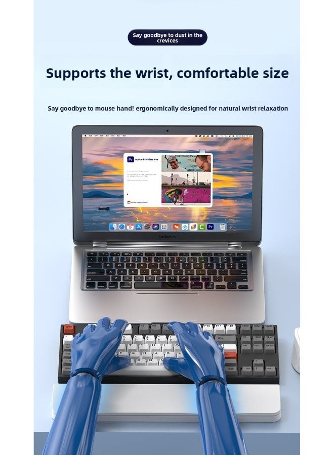 Keyboard Wrist Rest QS22 — 22-in-1 Multifunction Cleaning Kit, Soft Leather & Sponge Cushion for Ergonomic Wrist Support, Magnetic Cover, Side Phone Stand & Storage, Convenient Desktop Accessory | Keyboard Wrist Rest - Image 5