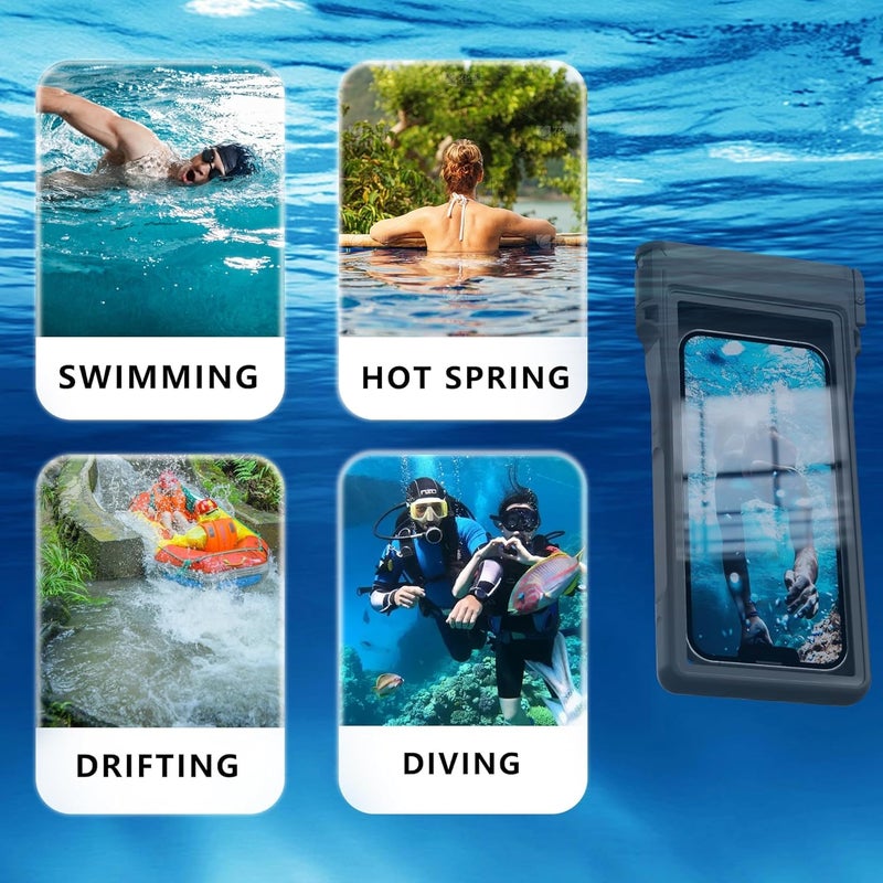 SYOSI Waterproof Phone Case for Swimming, IPX8 Certified Protection with Lanyard for Shower, Snorkeling, Diving, and Water Activities, Fit for iPhone 14/15/16 Pro Max, S23 and up to 7.0", Black - Image 5