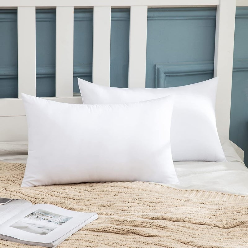 Imperial Comforts® Premium Cushion Inner Pads (Pack of 2), 30 x 50 cm (12" x 20") Throw Pillow Cushion Stuffer Inserts, Hollowfiber Pillows (White) - Image 2