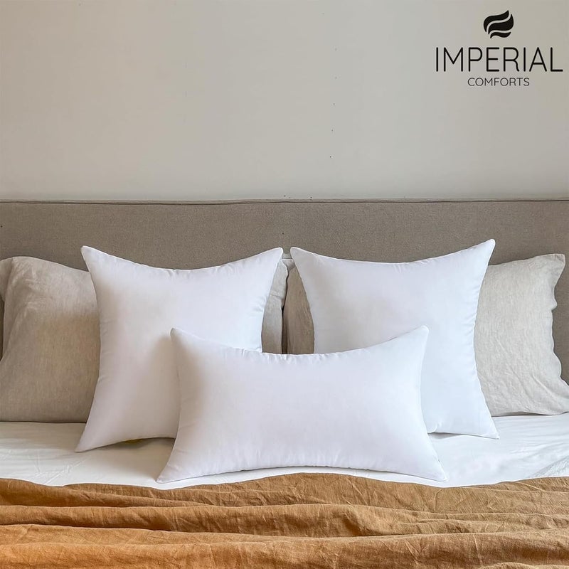 Imperial Comforts® Premium Cushion Inner Pads (Pack of 2), 30 x 50 cm (12" x 20") Throw Pillow Cushion Stuffer Inserts, Hollowfiber Pillows (White) - Image 5
