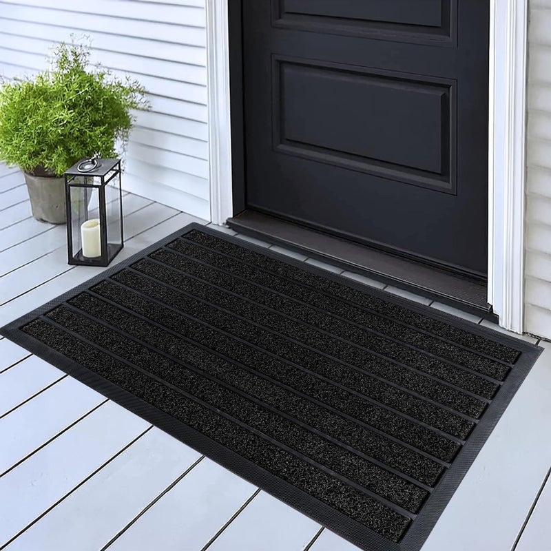ubdyo Extra Durable Door Mat Dirt Trapping Outdoor Welcome Mats NonSlip Outdoor Indoor Entrance Low Profile Front Doormat 32 x 20 Bright Black