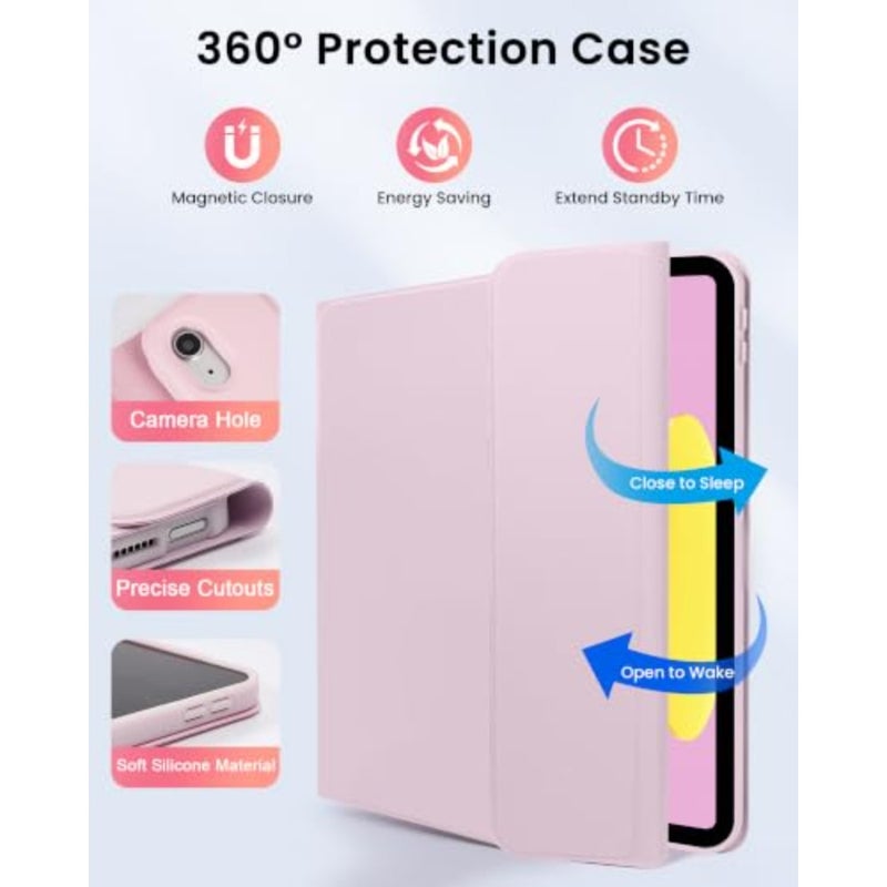 7 Colors Backlight Touchpad Keyboard Case for iPad A16 11th 2025/10th Gen 2022 Case with Keyboard, Folio Cover with Pencil Holder, Smart Trackpad, Detachable Keyboard for iPad 11th 10th Gen, PK - Image 4