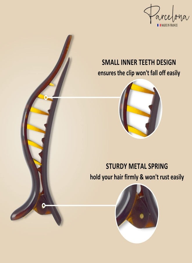 Parcelona French Brill Beak Small Set of 2 Alligator Side Slide Jaw Hair Claw Clips, Made in France (Black-Tortoise Shell) - Image 3