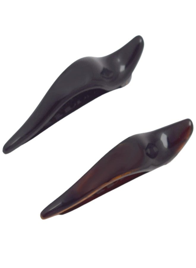 Parcelona French Brill Beak Small Set of 2 Alligator Side Slide Jaw Hair Claw Clips, Made in France (Black-Tortoise Shell) - Image 1