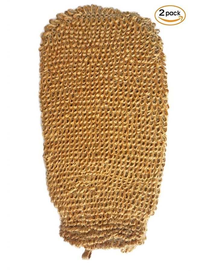 JINS-Hung 2 Pieces(5.1×9.0 inches) Natural Vegetable Fiber Exfoliating Sisal Bath Spa Shower Scrubber Loofah Rub Glove Mitt Mitten - Great for Your Skin Care in The Bath - Anti - Image 4