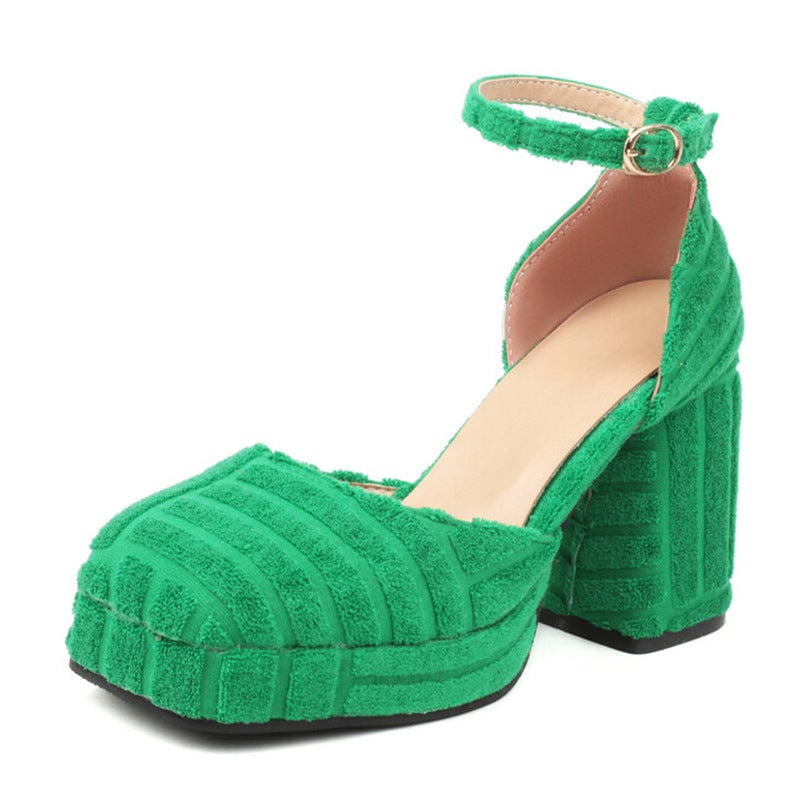 Water Platform High Heel Large Size Women'S Shoes Square Toe Hollow Sandals 2804 - Image 2