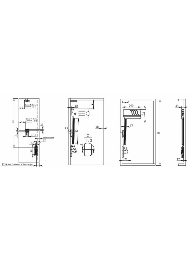 DBR DBR Aluminium Kitchen Cabinet Double Door BiFold LiftUp Fitting System Grey  - Image 5