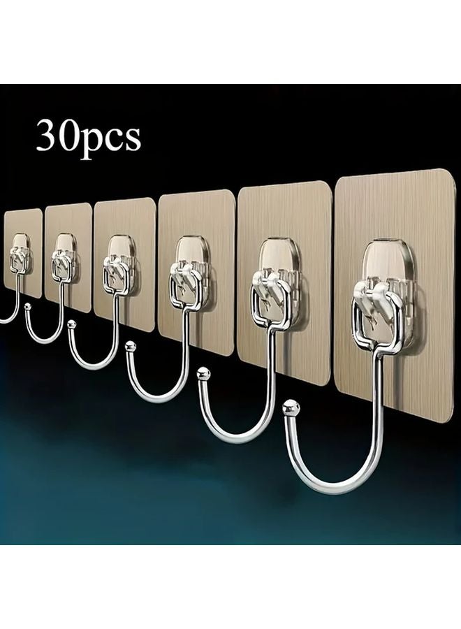 30pcs Ultra Strong Adhesive Wall Hooks Transparent Reusable Waterproof Oilproof - Image 1