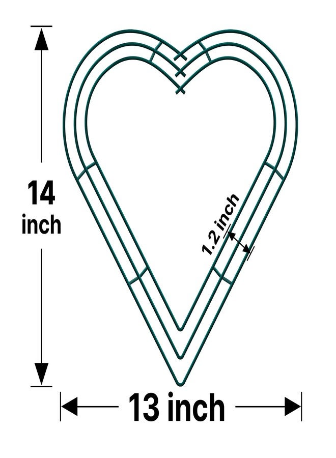 Thealyn 4 Pack 14 Inch Heart Shaped Wire Wreath Frame, Metal Floral Hoop Ring for DIY Crafts, Valentine's Day Wedding Christmas New Year Party Home Door Decoration (Green) - Image 2