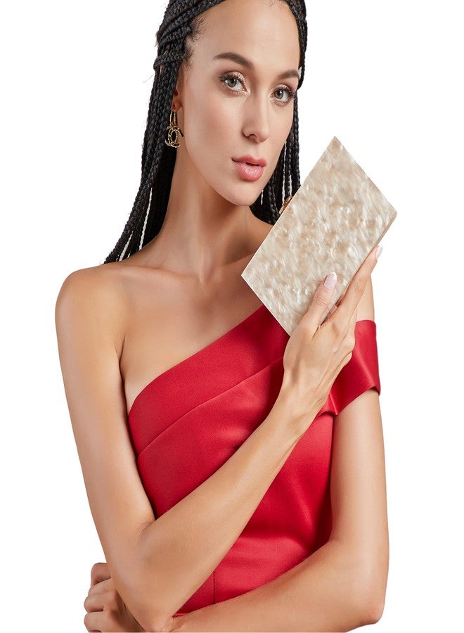 LETODE Bead Acrylic Clutch Bags Evening Purse Perspex Bag Handbags for Women-Apricot - Image 4