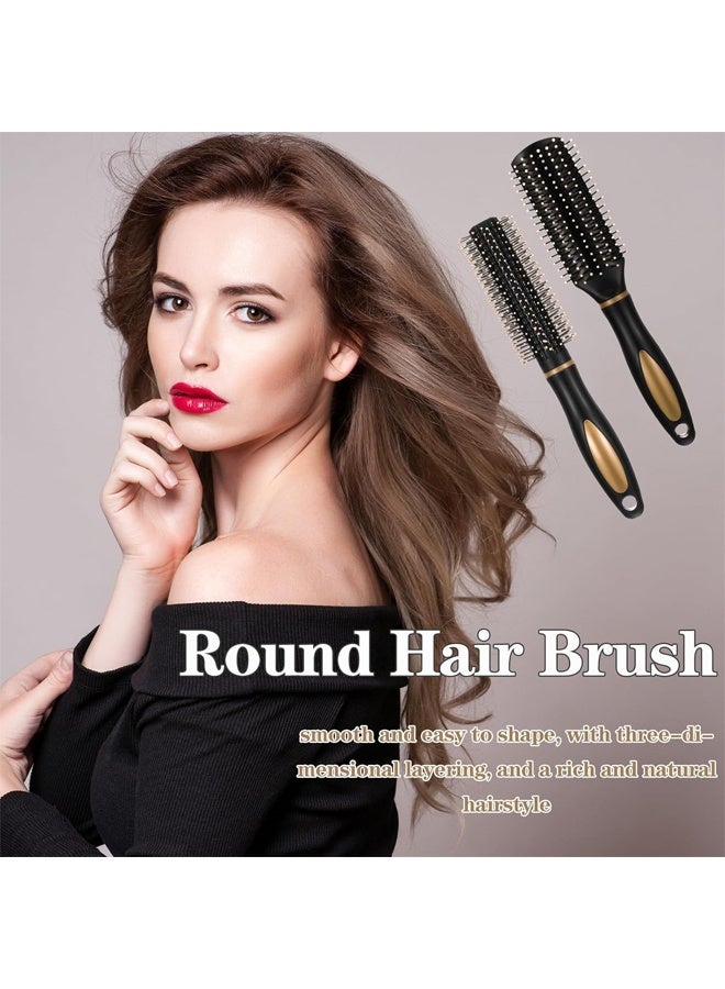 DUNISO 2 Pcs Round Hair Brush, Radial Vent Hairbrush, Curling Brush, Flat-bottomed Comb, Hair Styling Tools, Anti Static Massage Oval Hair Brush Comb for Wet Or Dry Hair's Detangle Styling Brus  - Image 3