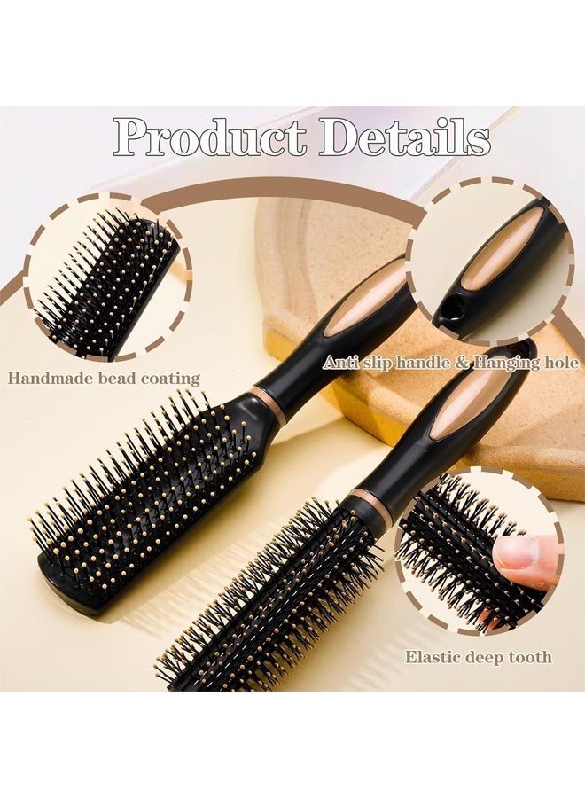 DUNISO 2 Pcs Round Hair Brush, Radial Vent Hairbrush, Curling Brush, Flat-bottomed Comb, Hair Styling Tools, Anti Static Massage Oval Hair Brush Comb for Wet Or Dry Hair's Detangle Styling Brus  - Image 4