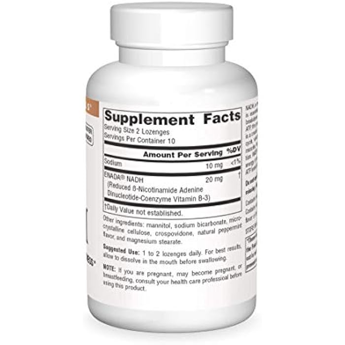 Source Naturals NADH 10mg, Boost Energy and Mental Alertness - 20 Lozenges - Image 3