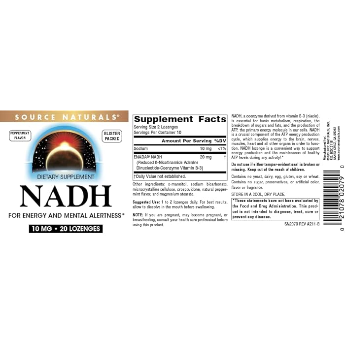 Source Naturals NADH 10mg, Boost Energy and Mental Alertness - 20 Lozenges - Image 4