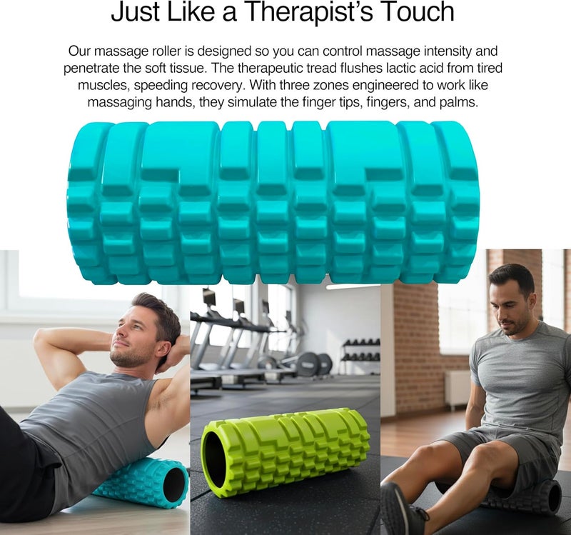 321 STRONG 5 in 1 Foam Roller Set with Hollow Core Deep Tissue Massager, Muscle Roller Stick, Stretching Strap, Spikey Plantar Fasciitis Ball, and Carry Bag, with 4K eBook - Image 2