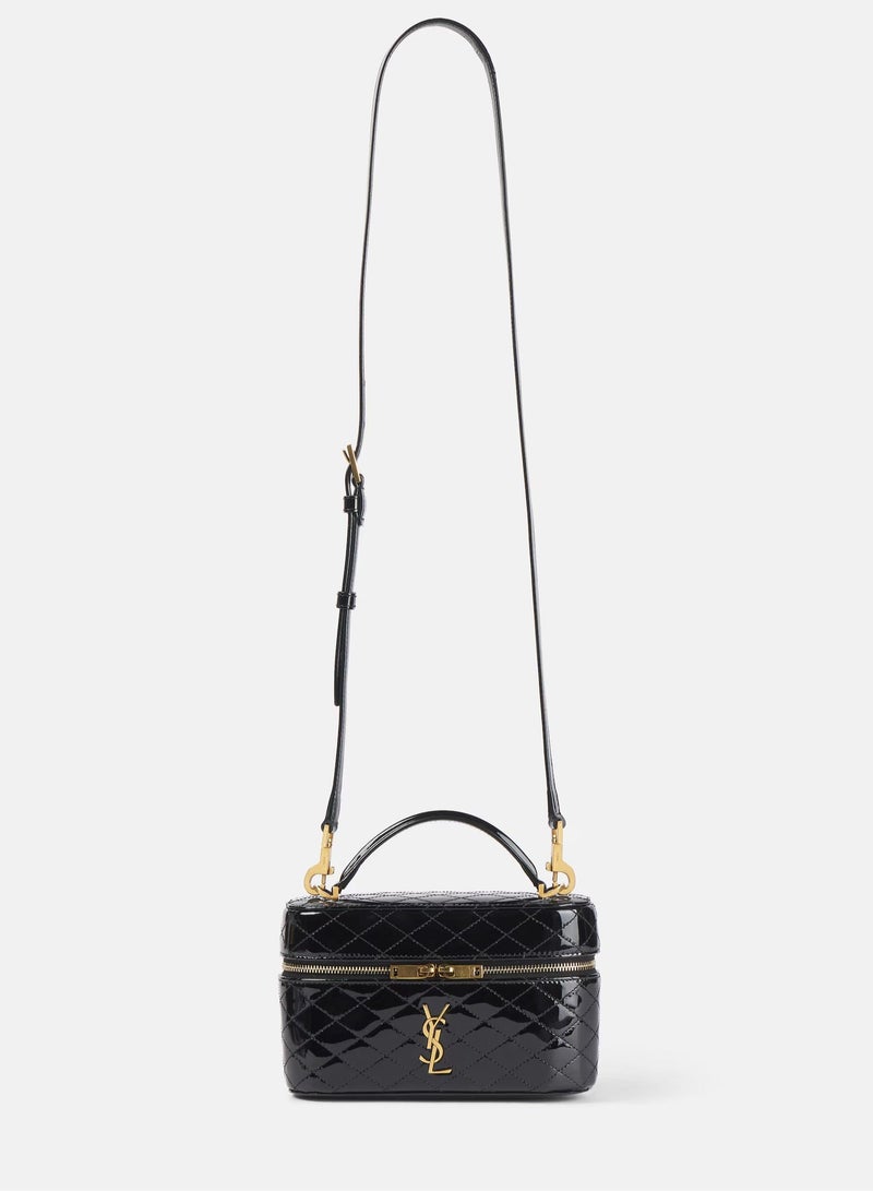 Yves Saint Laurent Luxury Gaby Mini Vanity Bag, Women's Travel Vanity Bag, Women's Tote Bag, Women's Hand Bag, Women's Shoulder Bag, Women's Cross Body Glossy-Black - Image 2