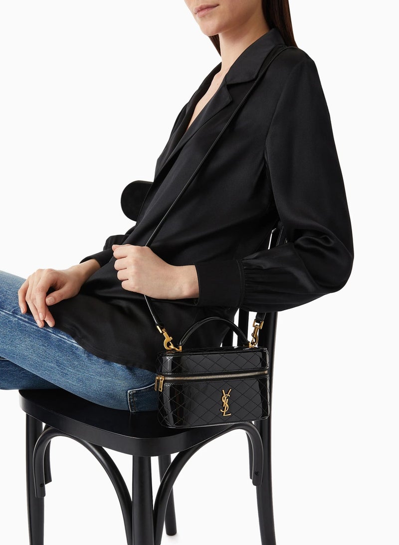 Yves Saint Laurent Luxury Gaby Mini Vanity Bag, Women's Travel Vanity Bag, Women's Tote Bag, Women's Hand Bag, Women's Shoulder Bag, Women's Cross Body Glossy-Black - Image 3