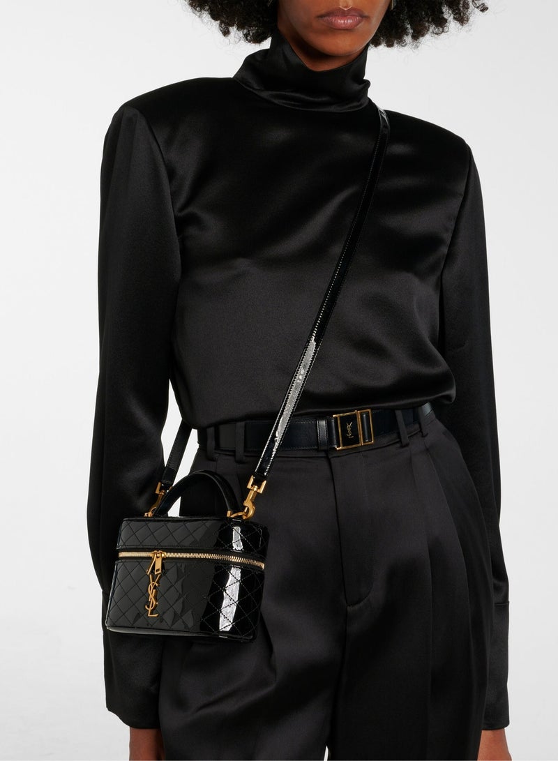 Yves Saint Laurent Luxury Gaby Mini Vanity Bag, Women's Travel Vanity Bag, Women's Tote Bag, Women's Hand Bag, Women's Shoulder Bag, Women's Cross Body Glossy-Black - Image 5