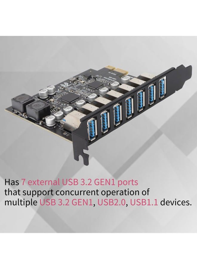 Dpofirs PCIE to USB 3.2 7 Port Expansion Card, Additional PCI Express USB Card, Internal USB 3.2 7 Port Front Expansion Card for Win XP Win 7 Win 8 Win 10 Win 11 Linux - Image 3