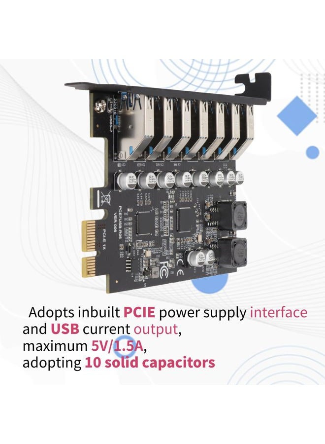 Dpofirs PCIE to USB 3.2 7 Port Expansion Card, Additional PCI Express USB Card, Internal USB 3.2 7 Port Front Expansion Card for Win XP Win 7 Win 8 Win 10 Win 11 Linux - Image 4