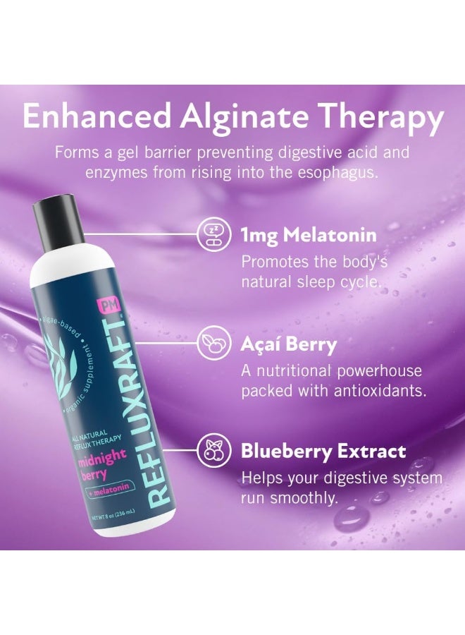 RefluxRaft Acid Reflux Therapy Pm, Organic Alginate & Melatonin, Rapid & Lasting Gerd, Lpr & Digestion Symptom Support, Zero Sugar, Gluten Free, Midnight Berry, 47 Gel Servings Per 8 Oz Bottle, 2 Pack - Image 4