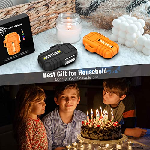 Jaerdhs Waterproof Butane Torch Lighter Refillable Windproof Jet Flame Lighters for Fireplace Fireworks Grill Camping BBQ Lighter, Black(Without Gas) - Image 2